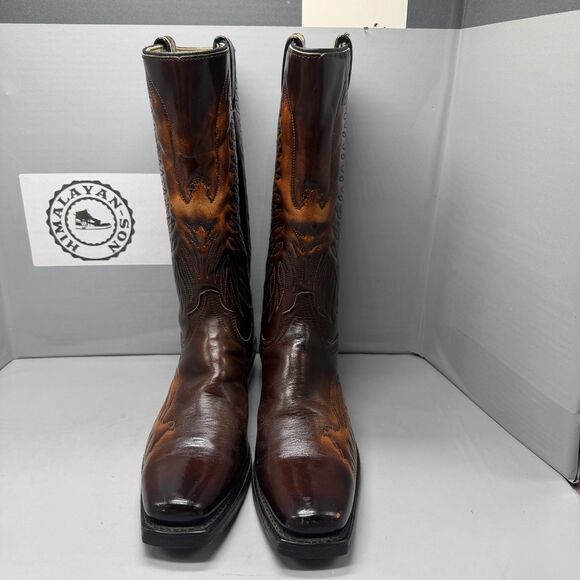 Vintage Wrangler Phoenix Cowboy Boots Mens 8.5D Brown Leather Western Made USA main image 6
